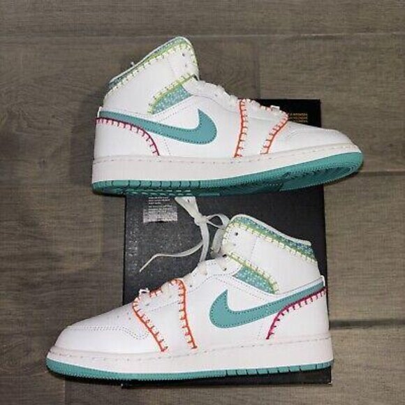 Nike Air Jordan 1 Mid SE GS White Teal Retro DM6218 100